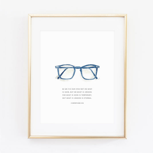 2 corinthians 4:18 glasses scripture print - emily lex studio