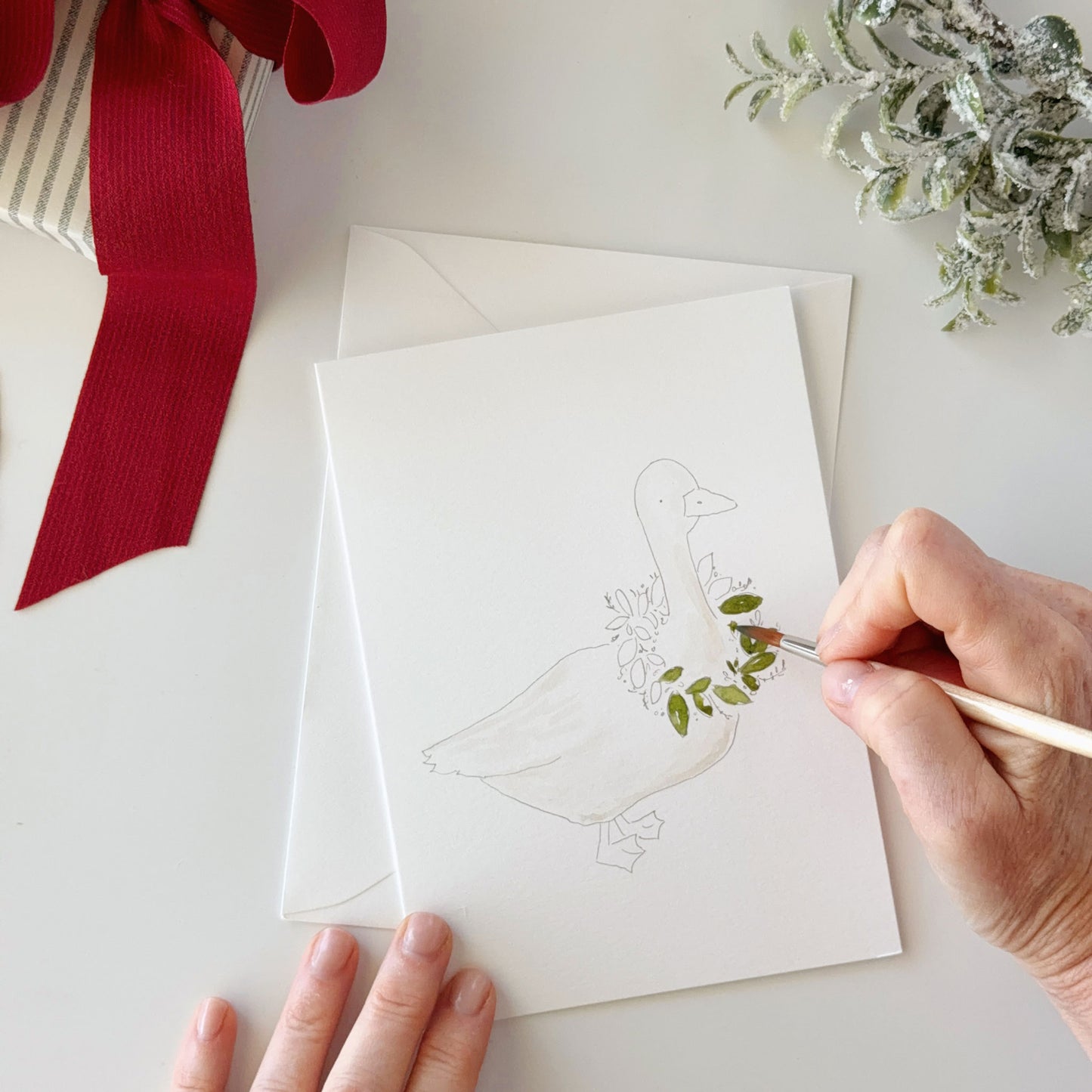 festive friends paintable notecard