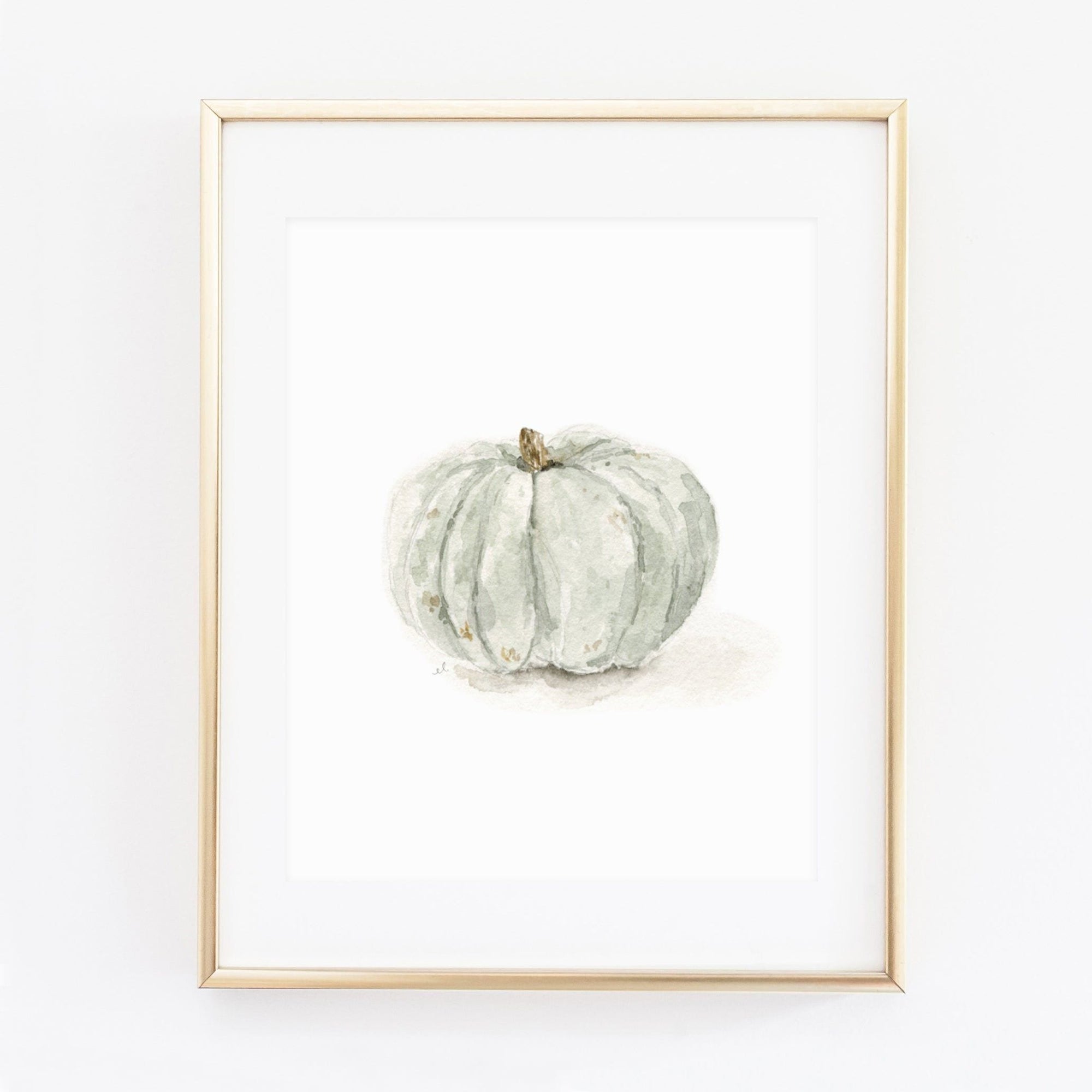 green pumpkin art print