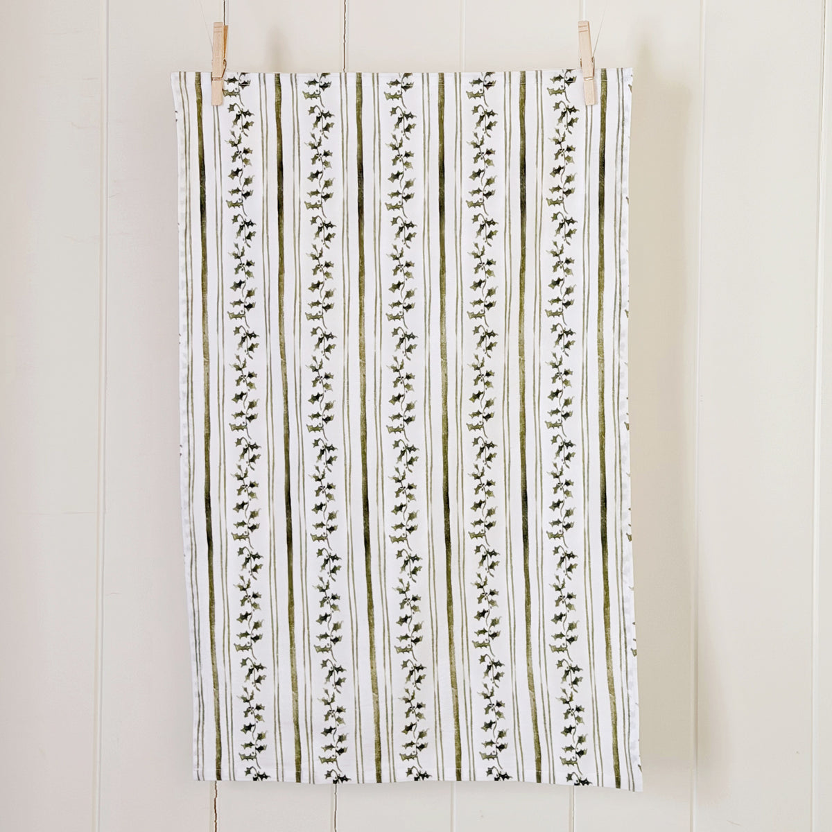 holly stripe cotton tea towel