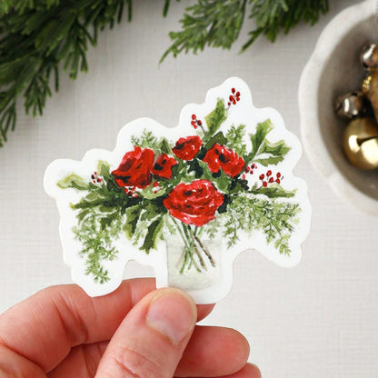 holly & roses bouquet sticker