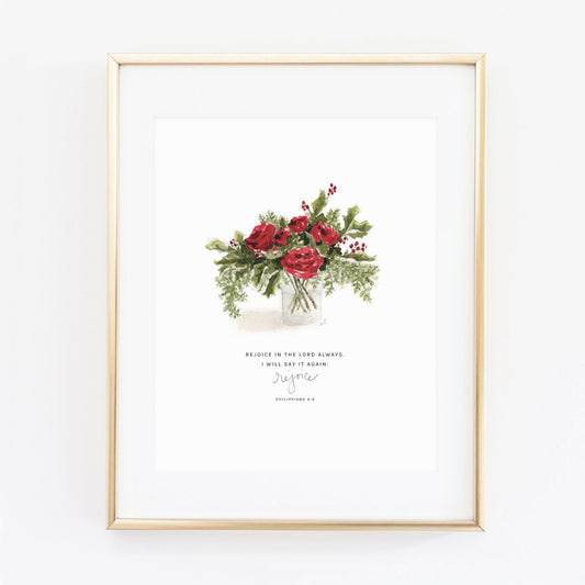 holly & roses philippians 4:4 scripture print - emily lex studio