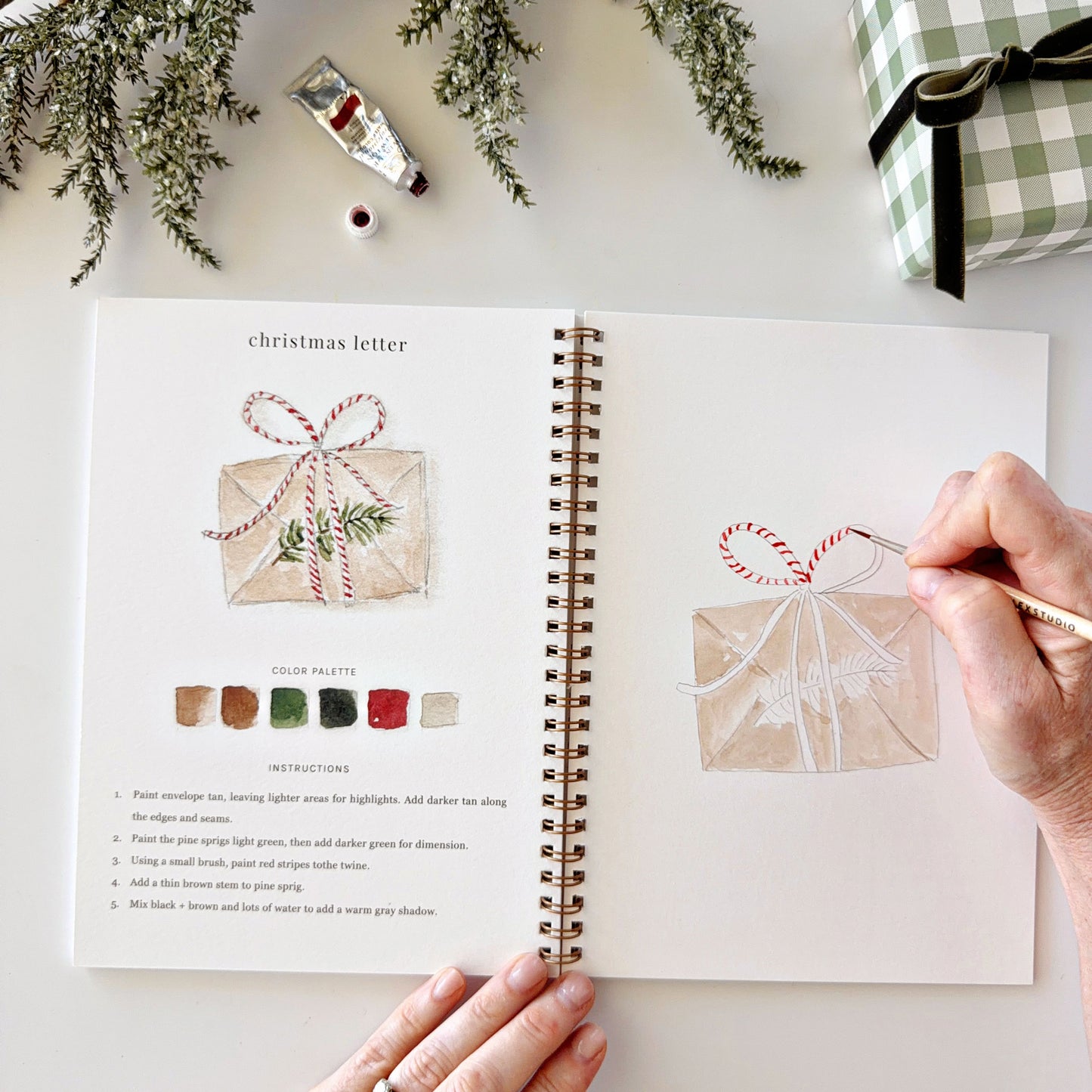 classic christmas watercolor workbook