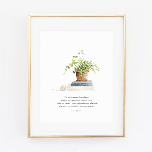 psalm 139:13-14 maidenhair fern scripture print