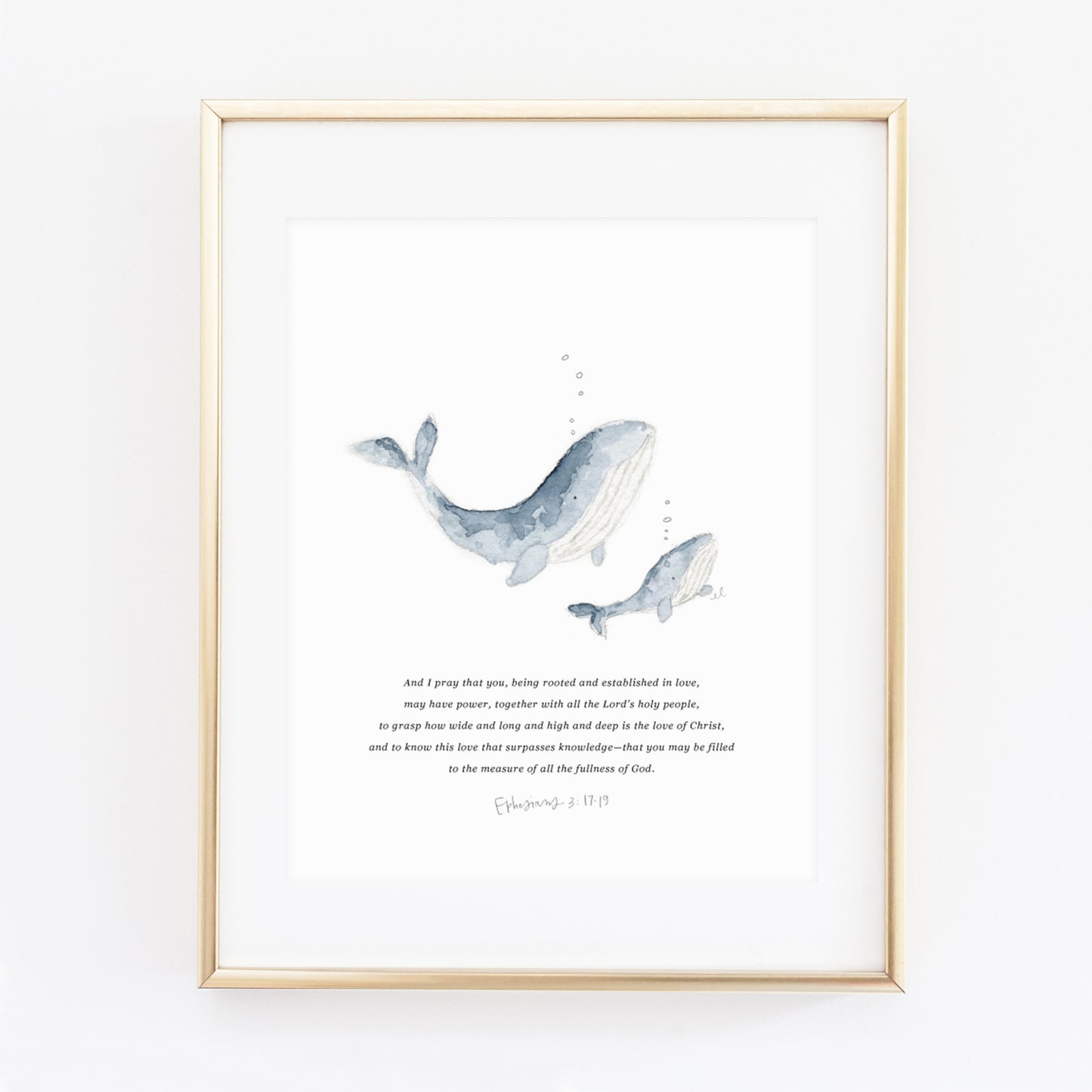 ephesians 3:17-19 mama + baby whale scripture print