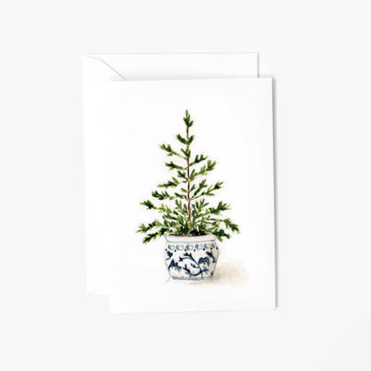 blue potted tree mini enclosure notecard