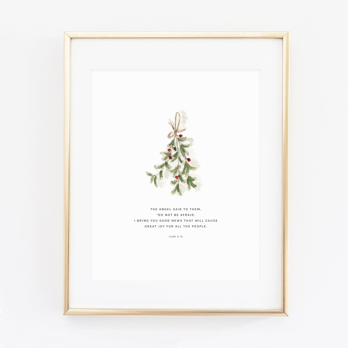 luke 2:10 mistletoe scripture print - emily lex studio