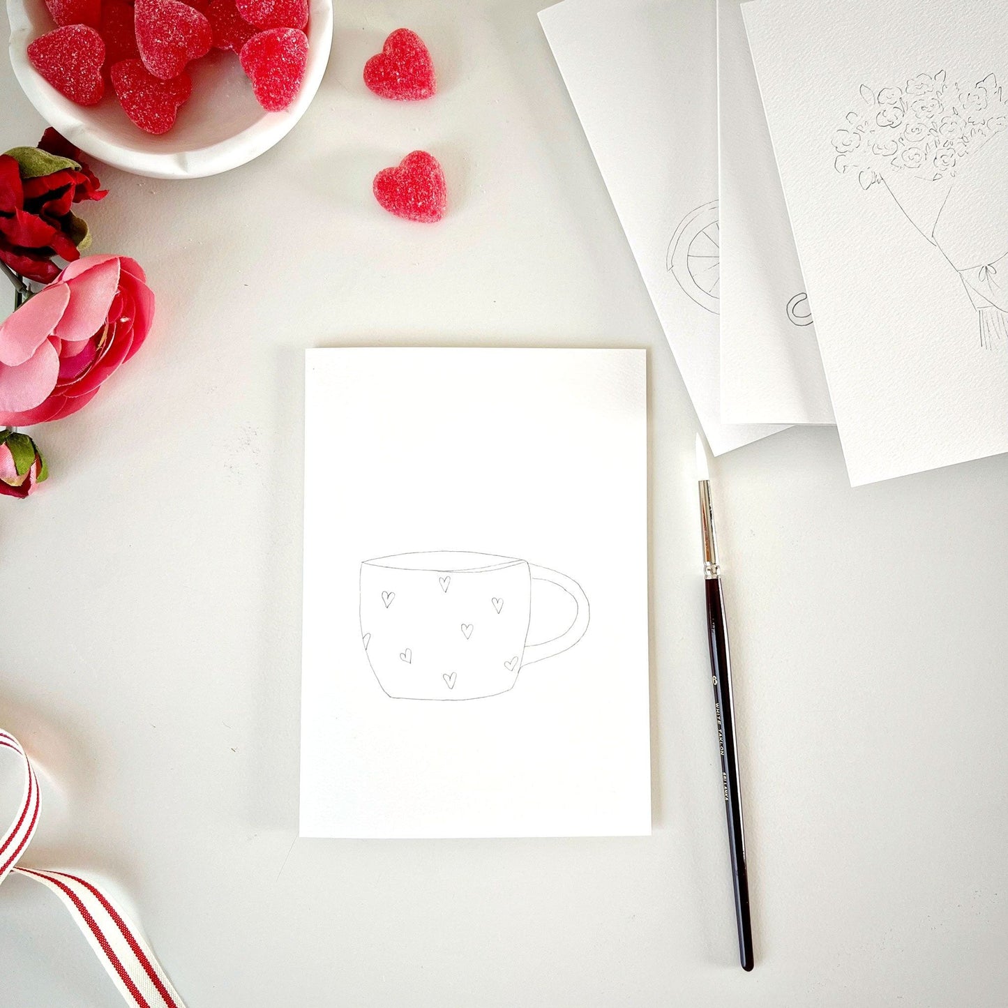 love sweet love paintable notecard - emily lex studio