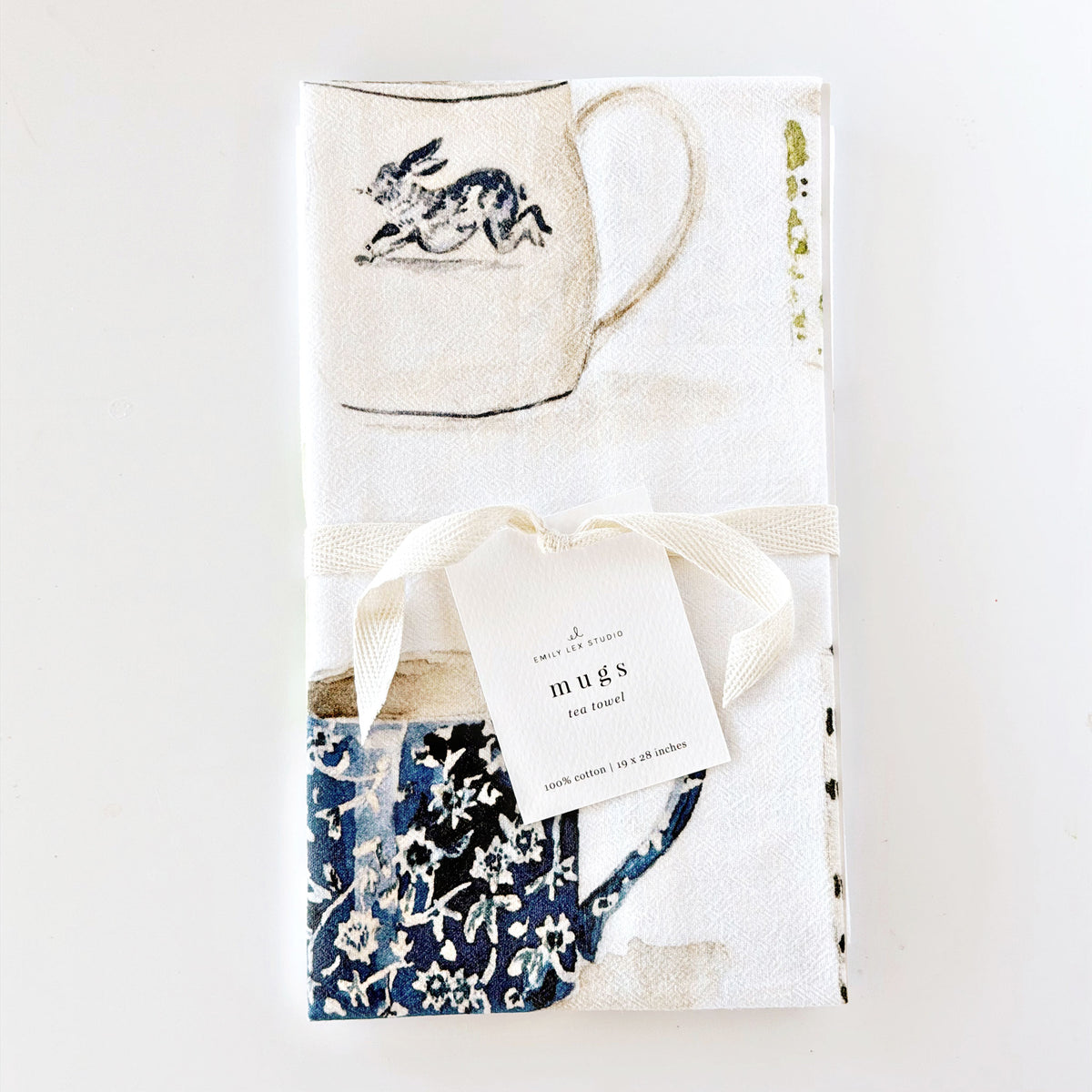 mugs cotton tea towel