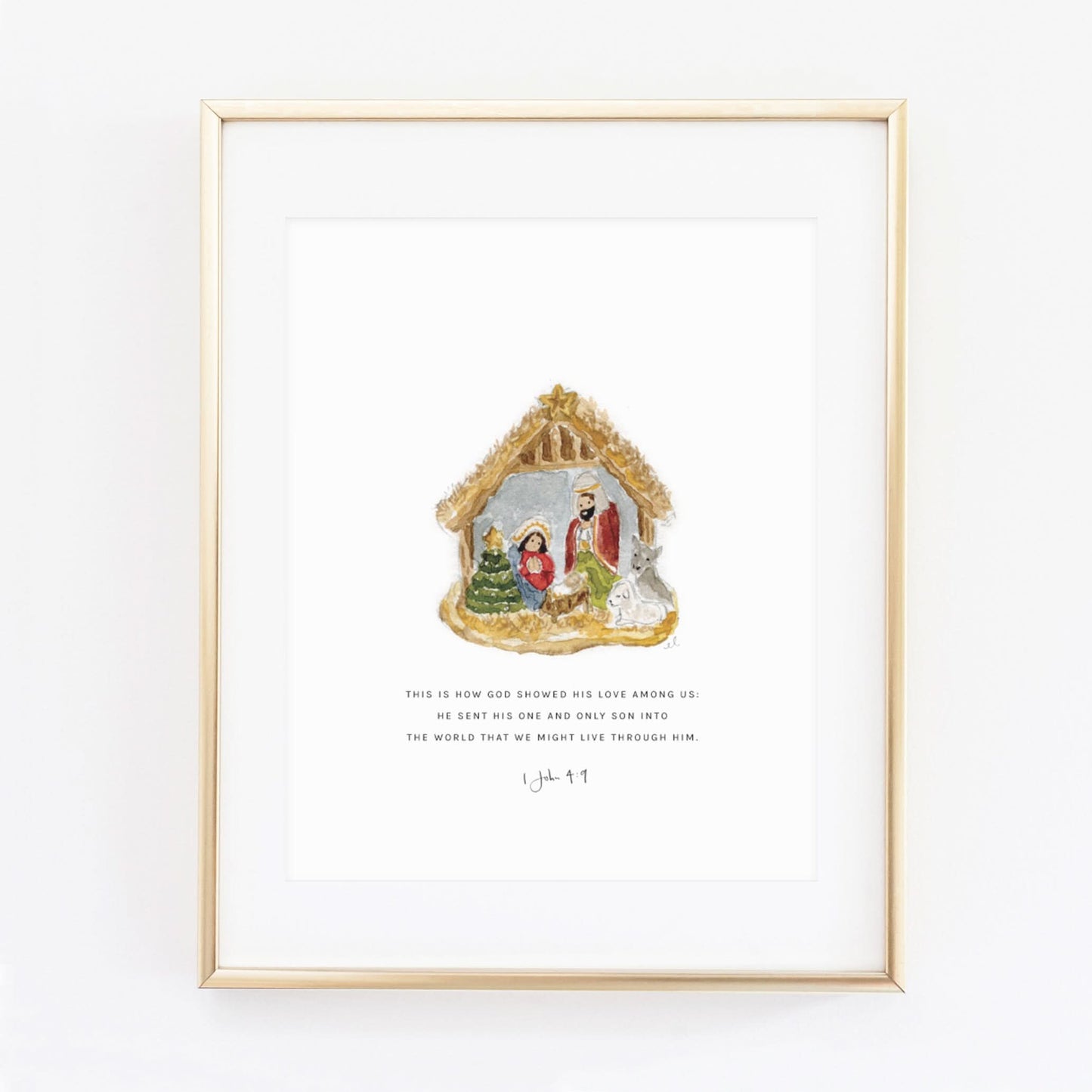 1 john 4:9 nativity ornament scripture print