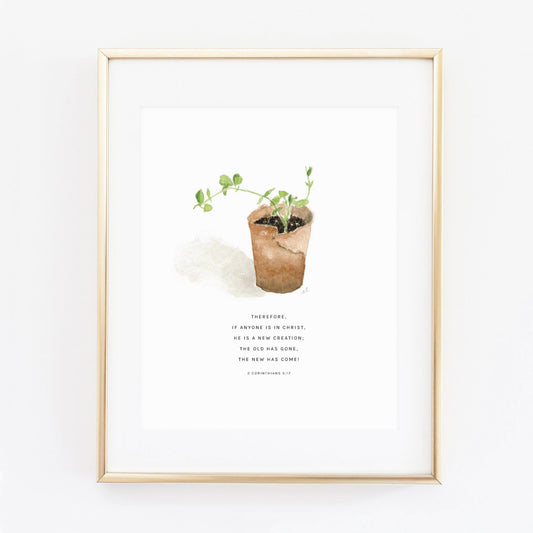 2 corinthians 5:17 sweet pea scripture print - emily lex studio