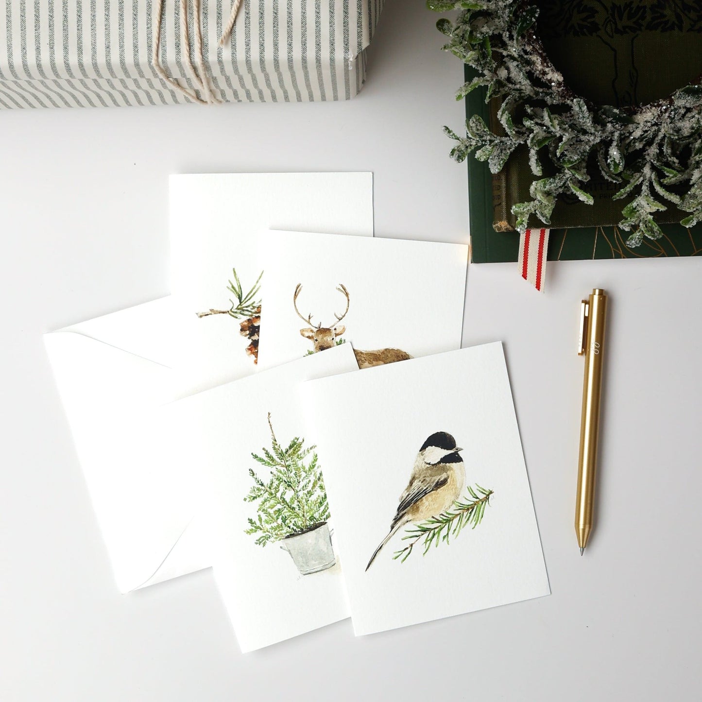 evergreen christmas notecard set - emily lex studio