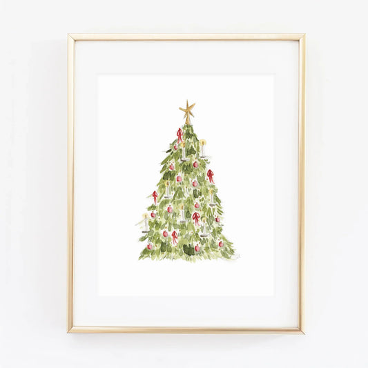 nutcracker christmas tree watercolor wall art print