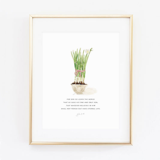 john 3:16 paperwhites scripture print - emily lex studio