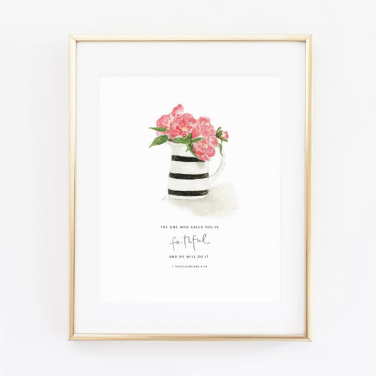 1 thessalonians 5:24 peonies scripture print - emily lex studio