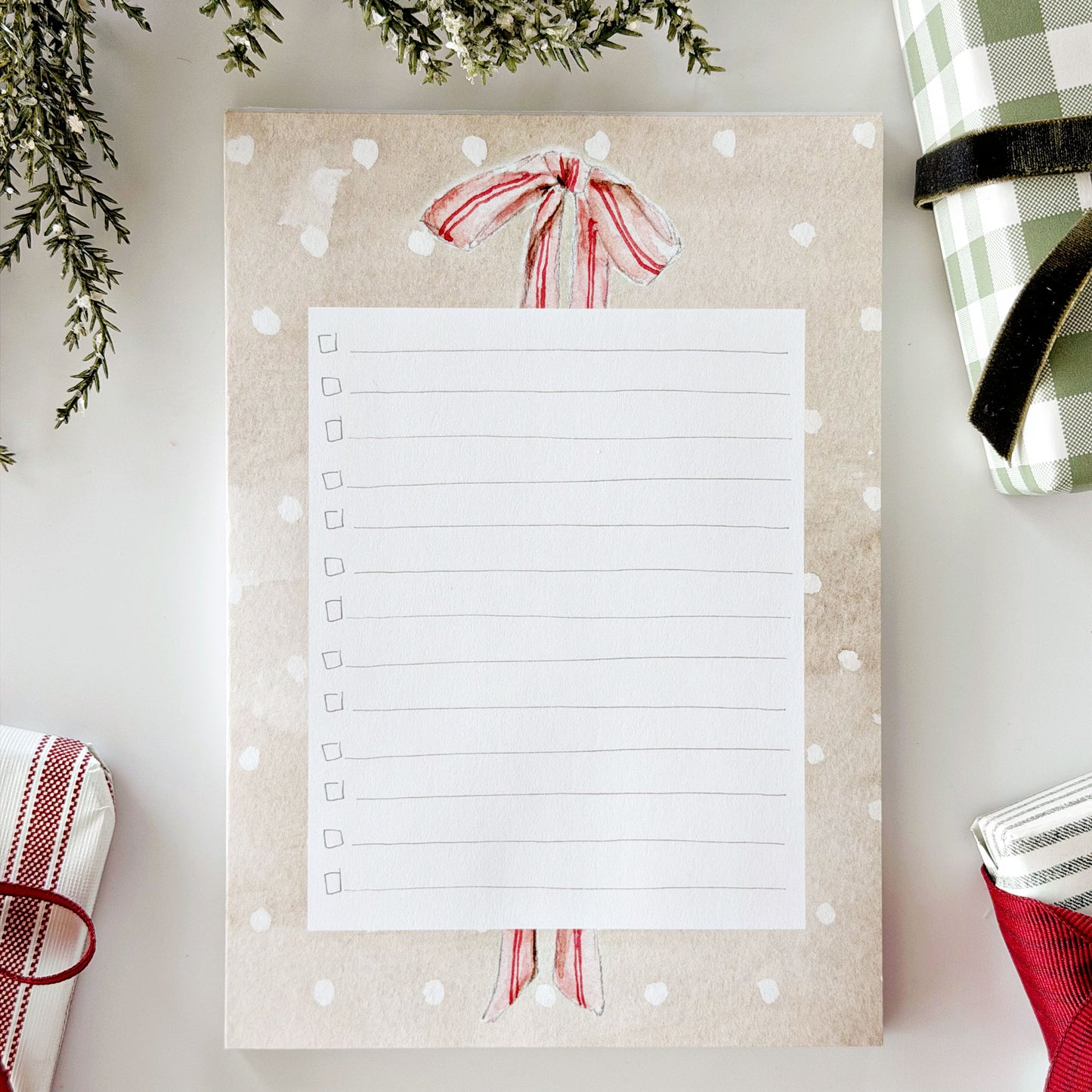 pink bow checklist notepad