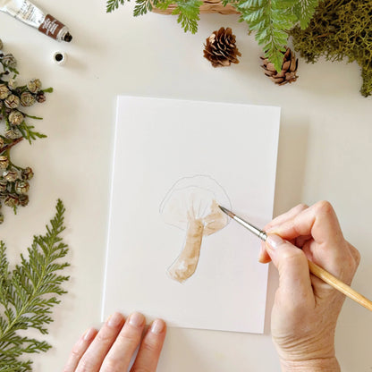mushrooms paintable watercolor notecards