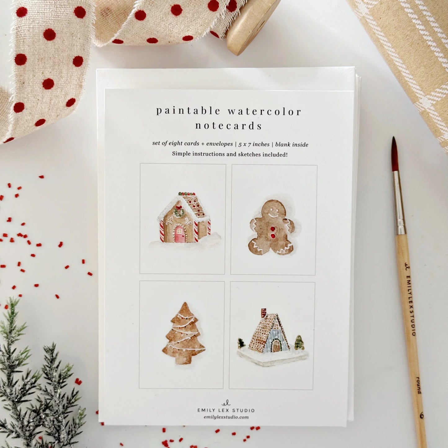gingerbread paintable watercolor notecards