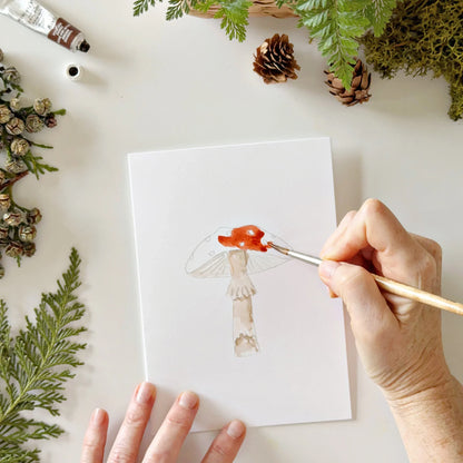 mushrooms paintable watercolor notecards