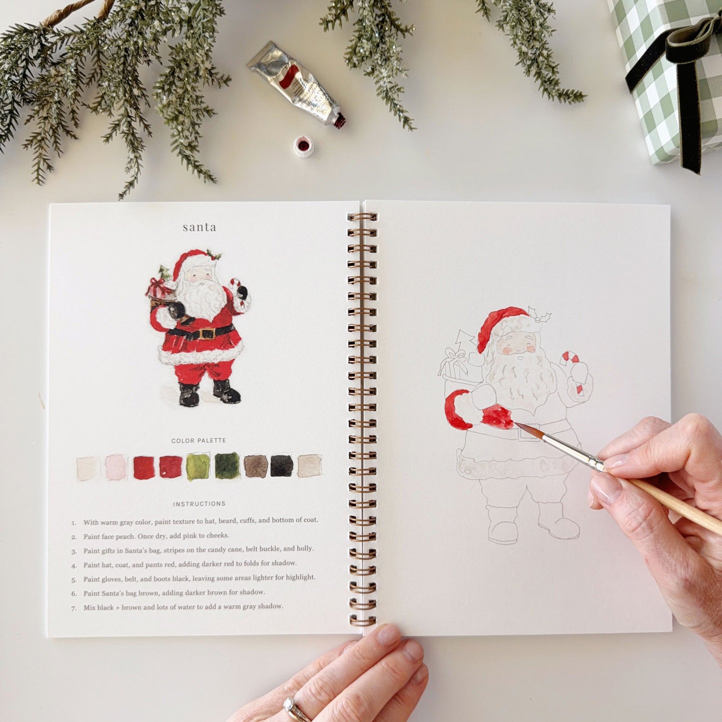 classic christmas watercolor workbook