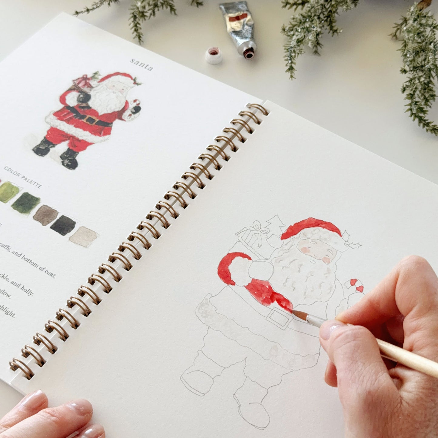 classic christmas watercolor workbook