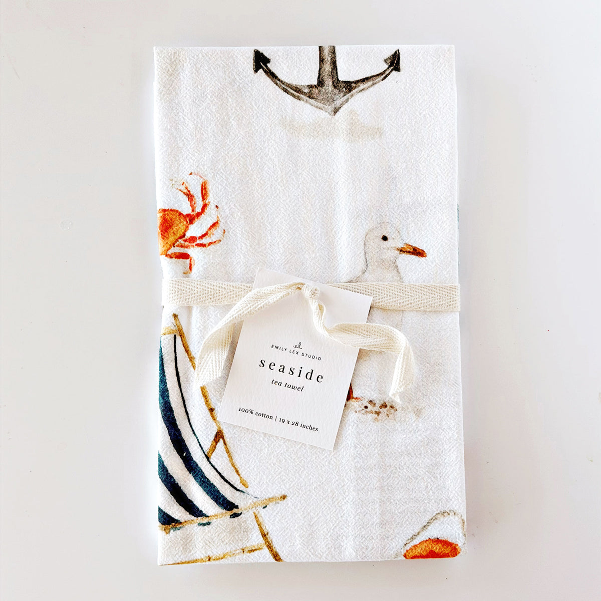 seaside cotton tea towel
