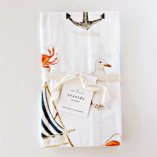seaside cotton tea towel