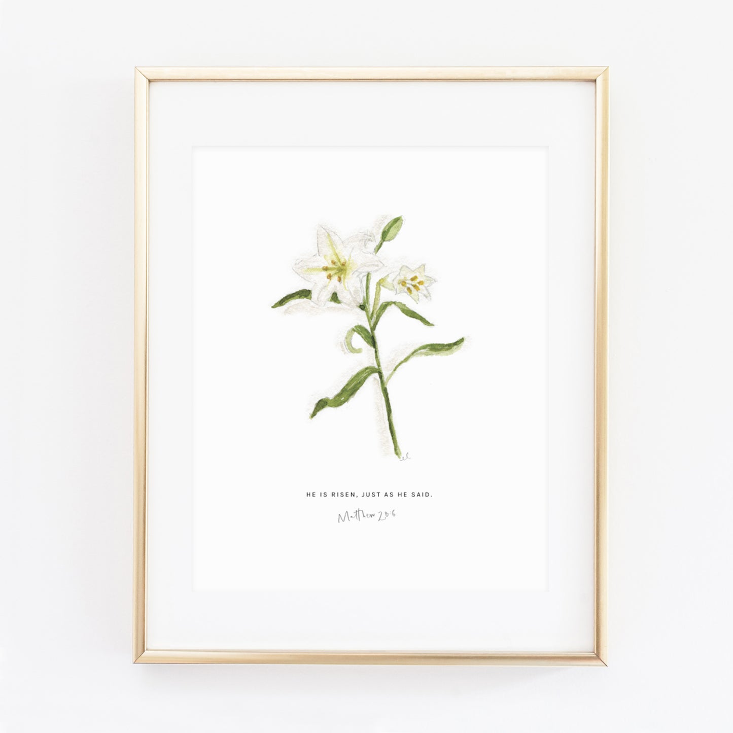 matthew 28:6 easter lily scripture print