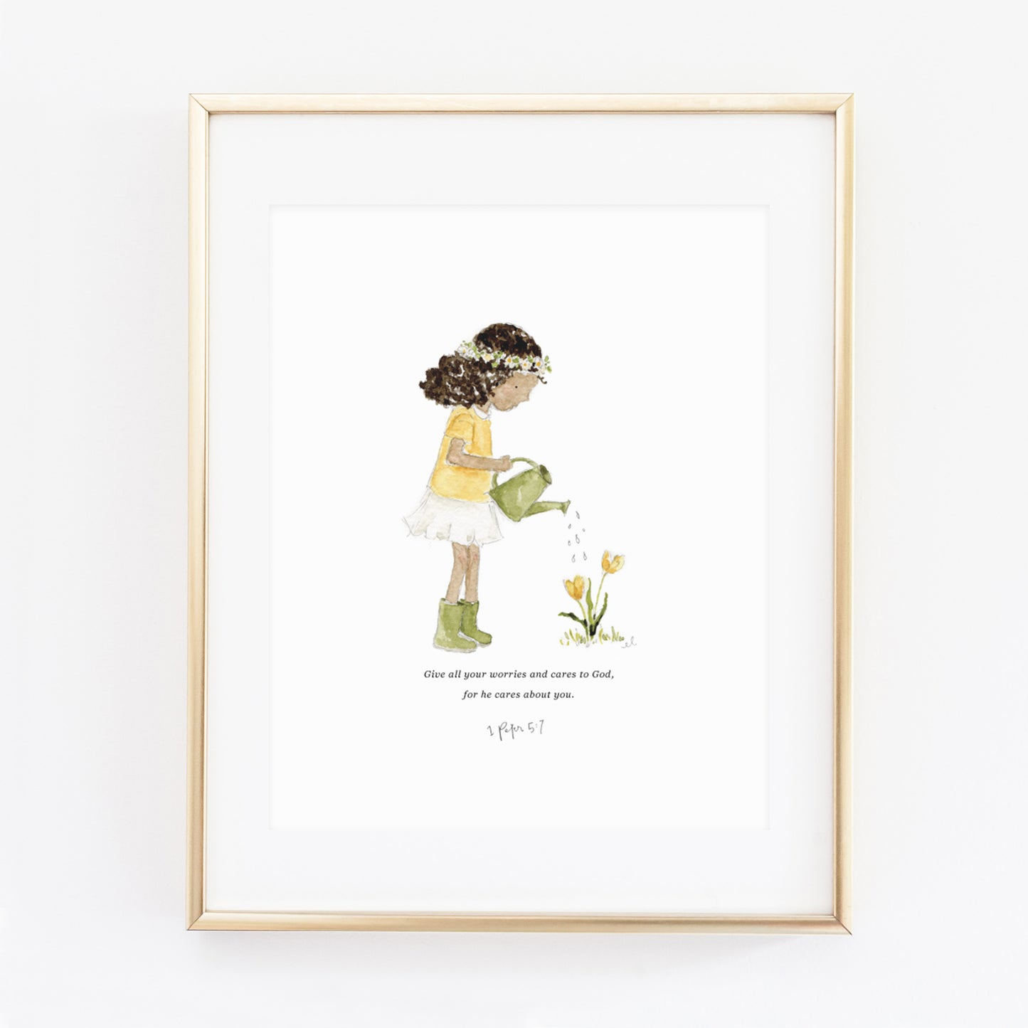 1 peter 5:7 watering girl scripture print