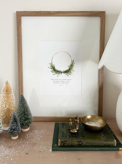 Luke 2:14 wreath scripture print - emily lex studio