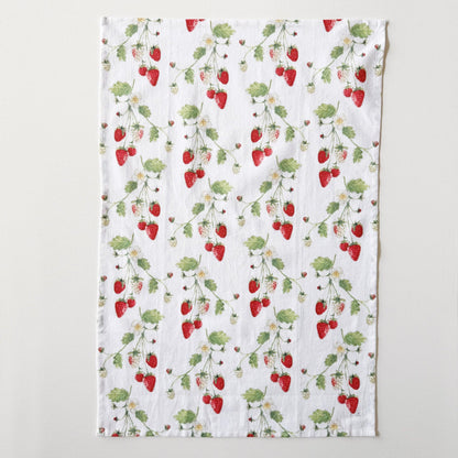 strawberry cotton flour sack tea towel