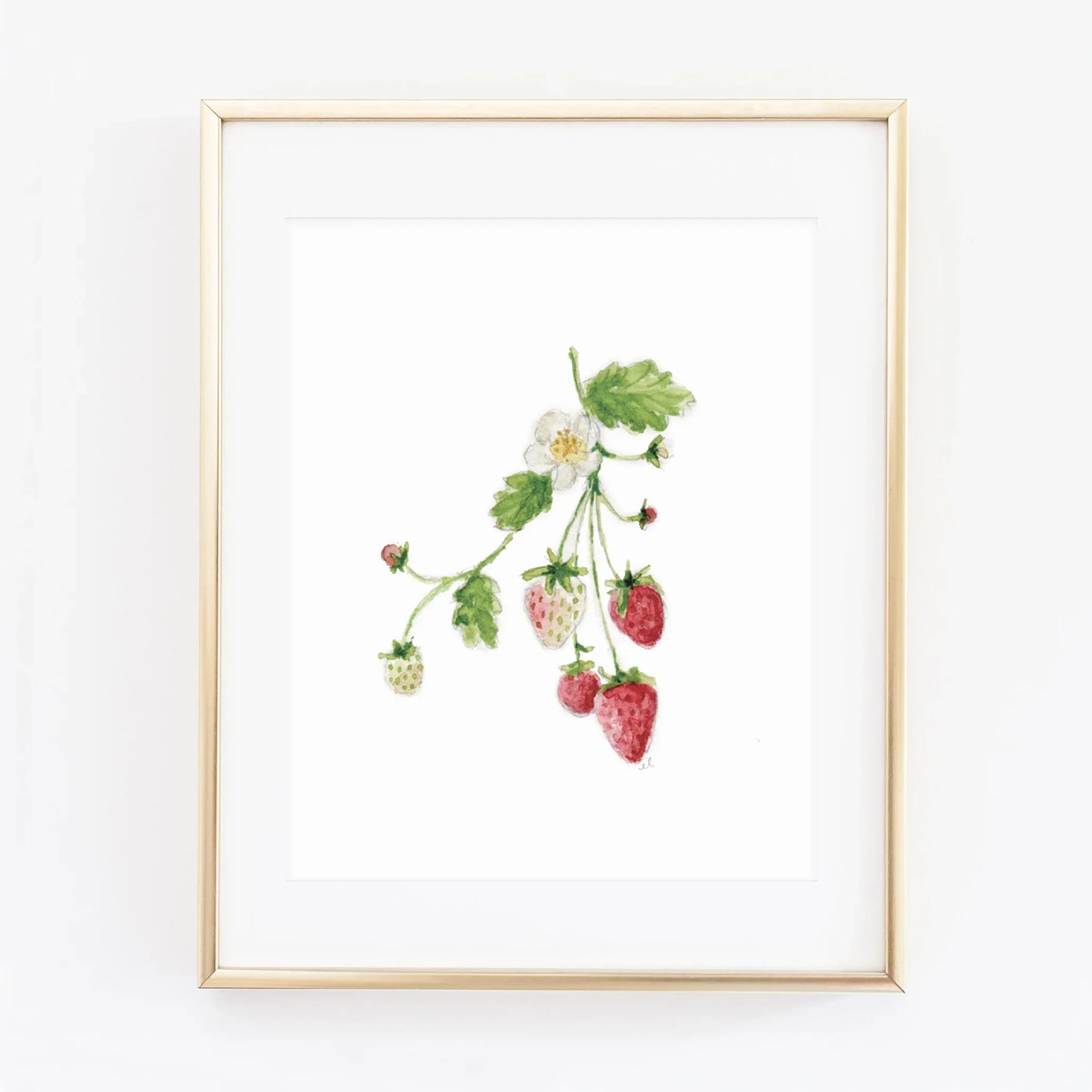 strawberry watercolor fruit wall art print
