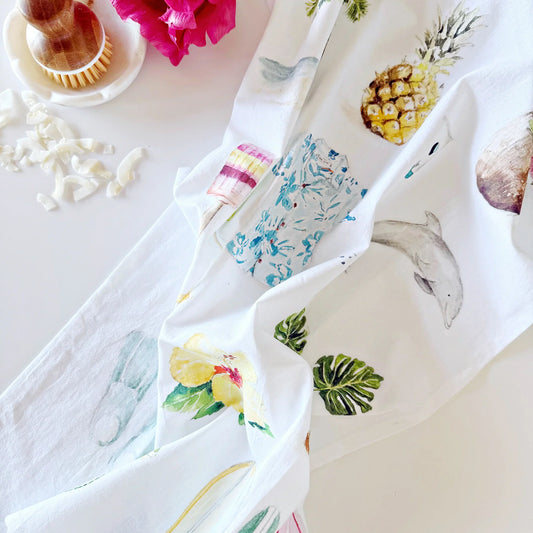 tropical cotton flour sack tea towel