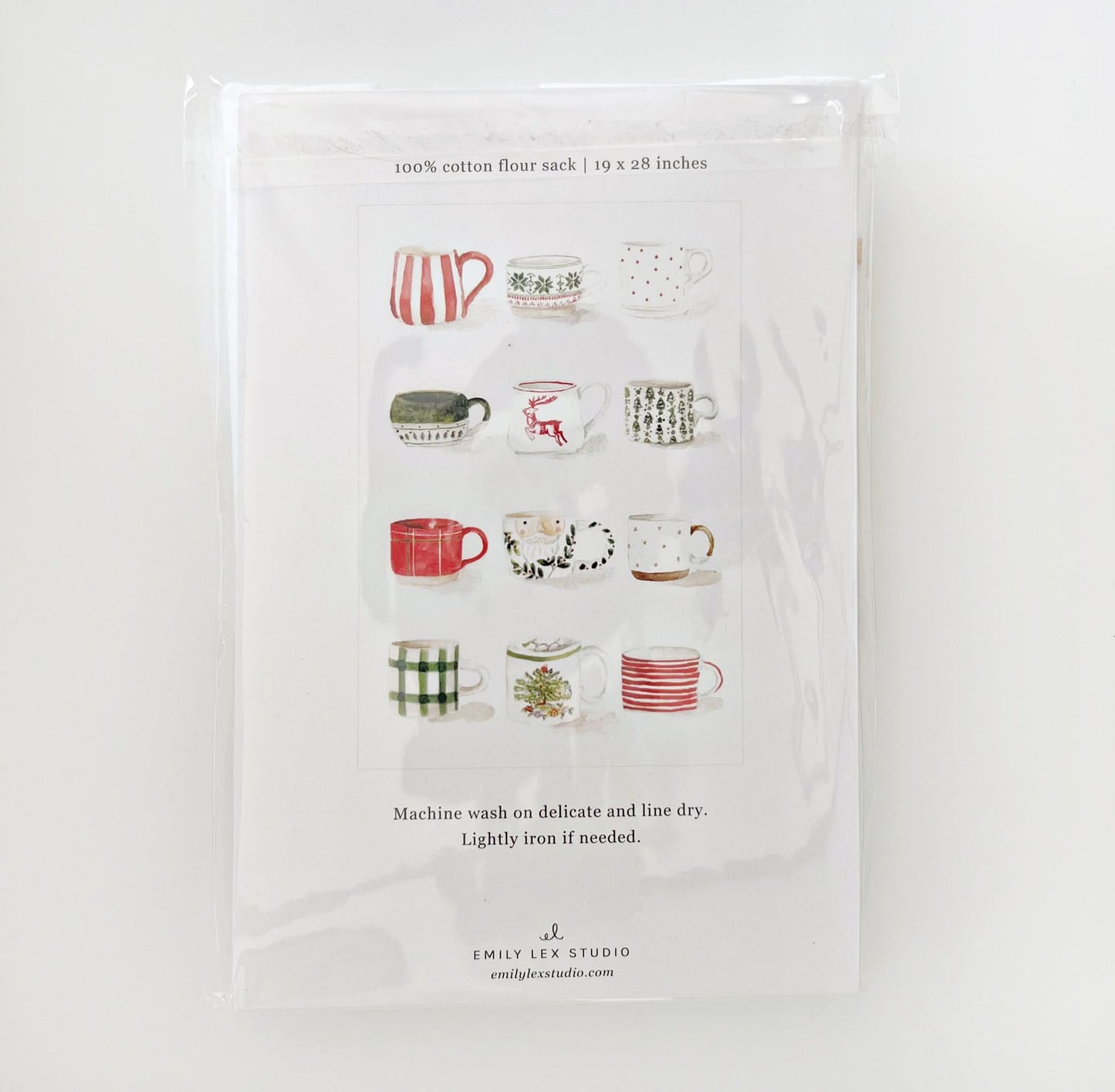 christmas mugs tea towel