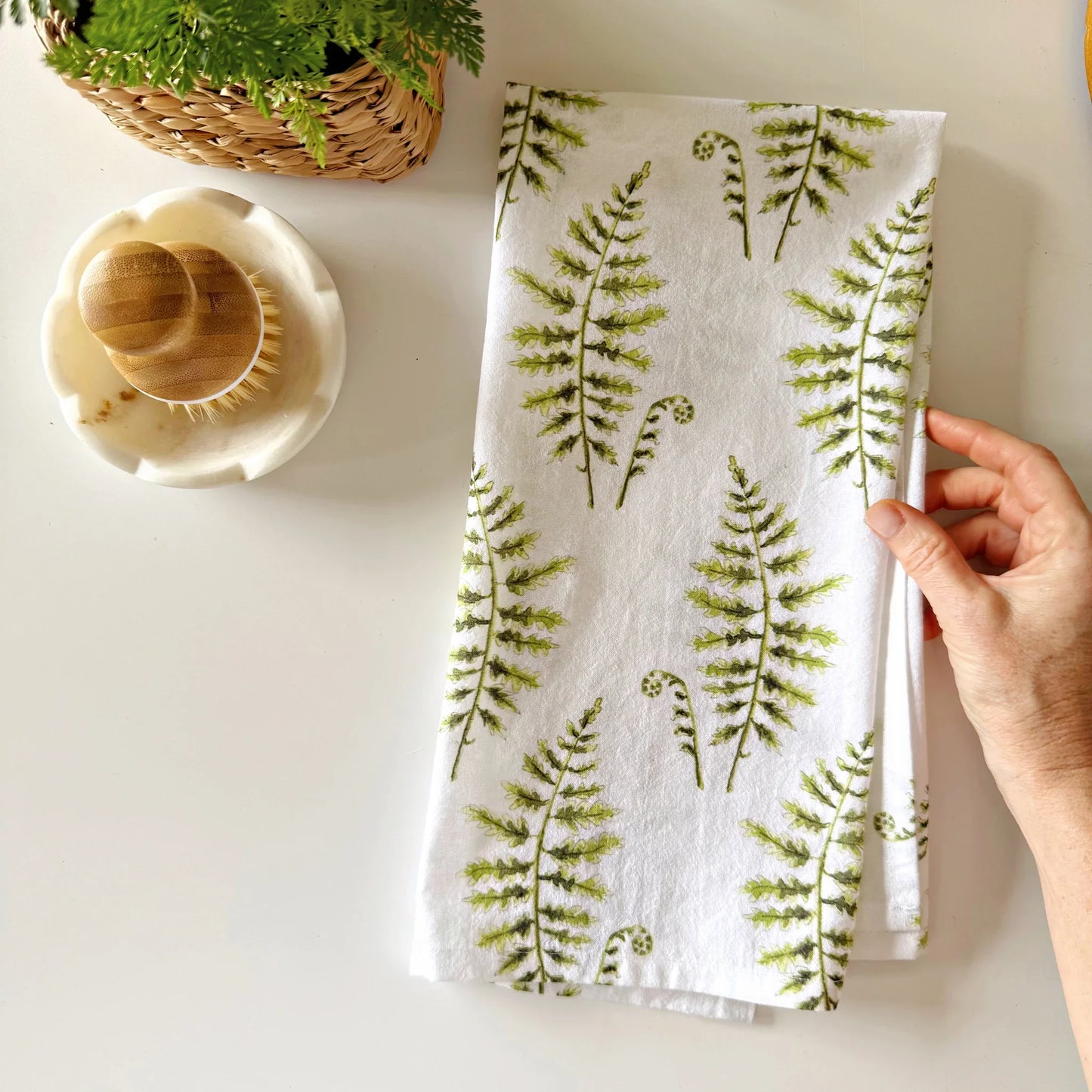 fern cotton flour sack tea towel