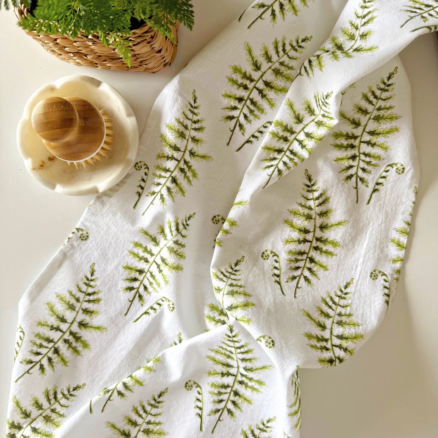 fern cotton flour sack tea towel