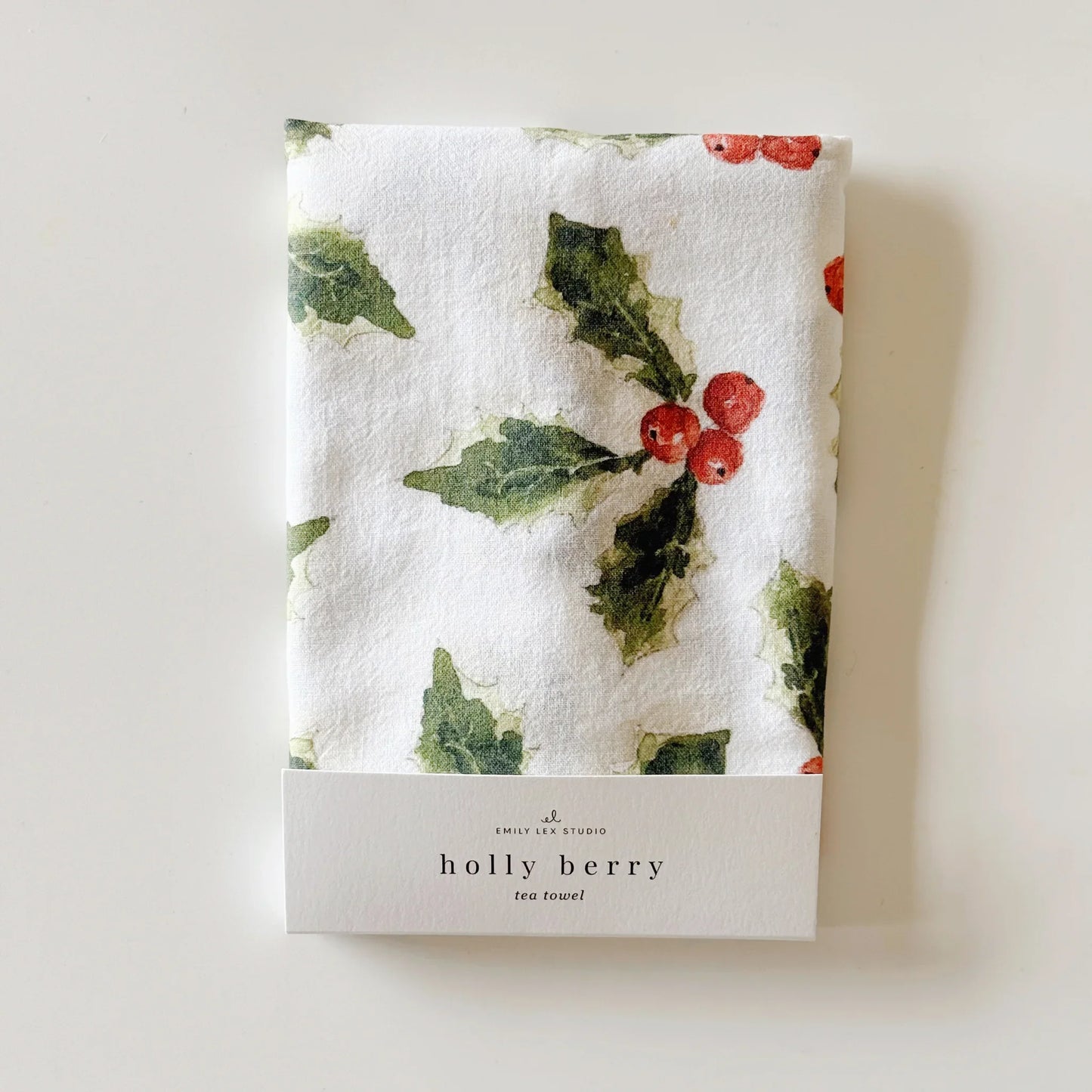 holly berry cotton flour sack tea towel