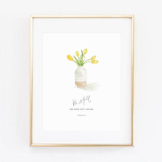 psalm 46:10 tulips scripture print - emily lex studio