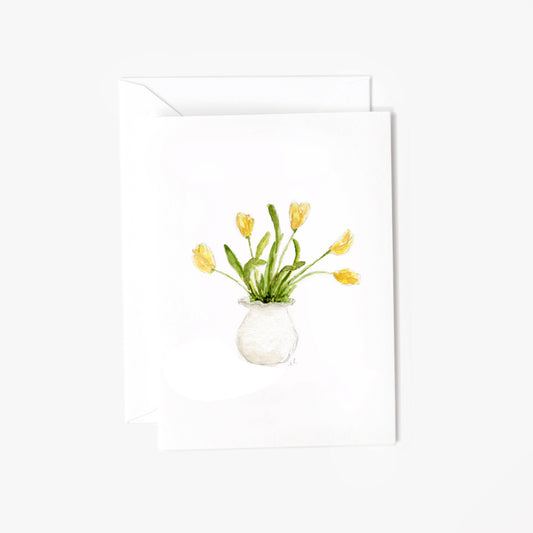 yellow tulips mini notecard