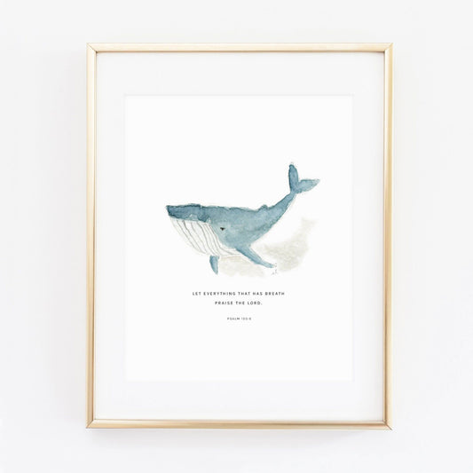 psalm 150:6 whale scripture print - emily lex studio