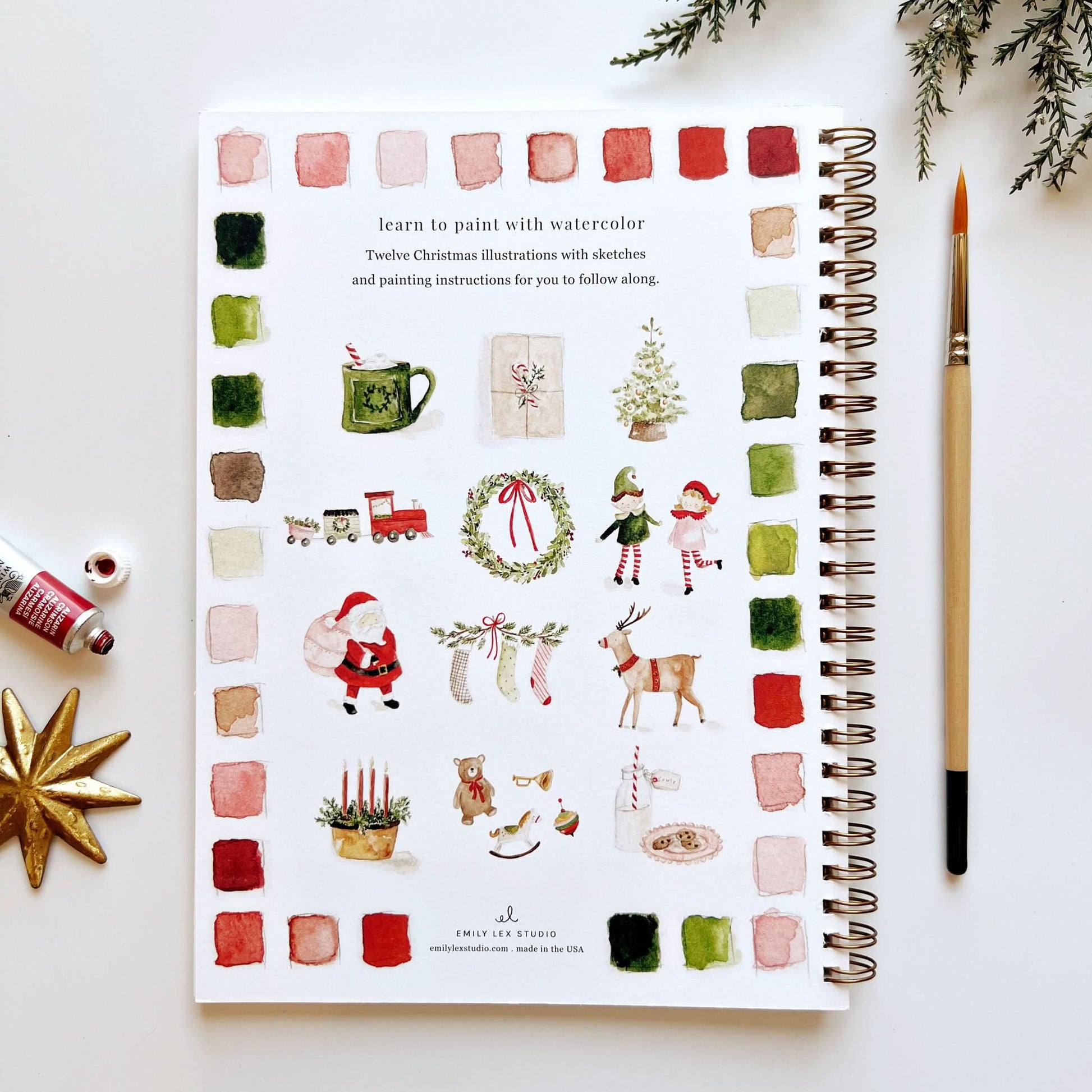 christmas watercolor workbook - emily lex studio - watercolor workbook