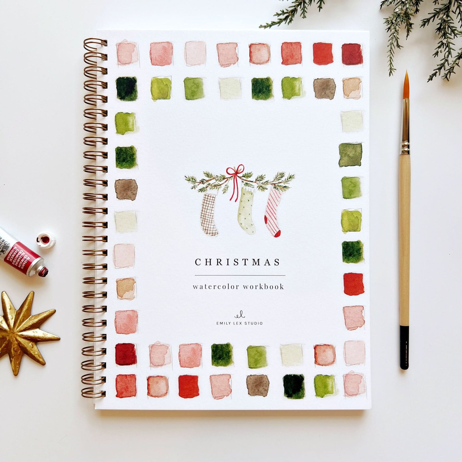 christmas watercolor workbook - emily lex studio - watercolor workbook