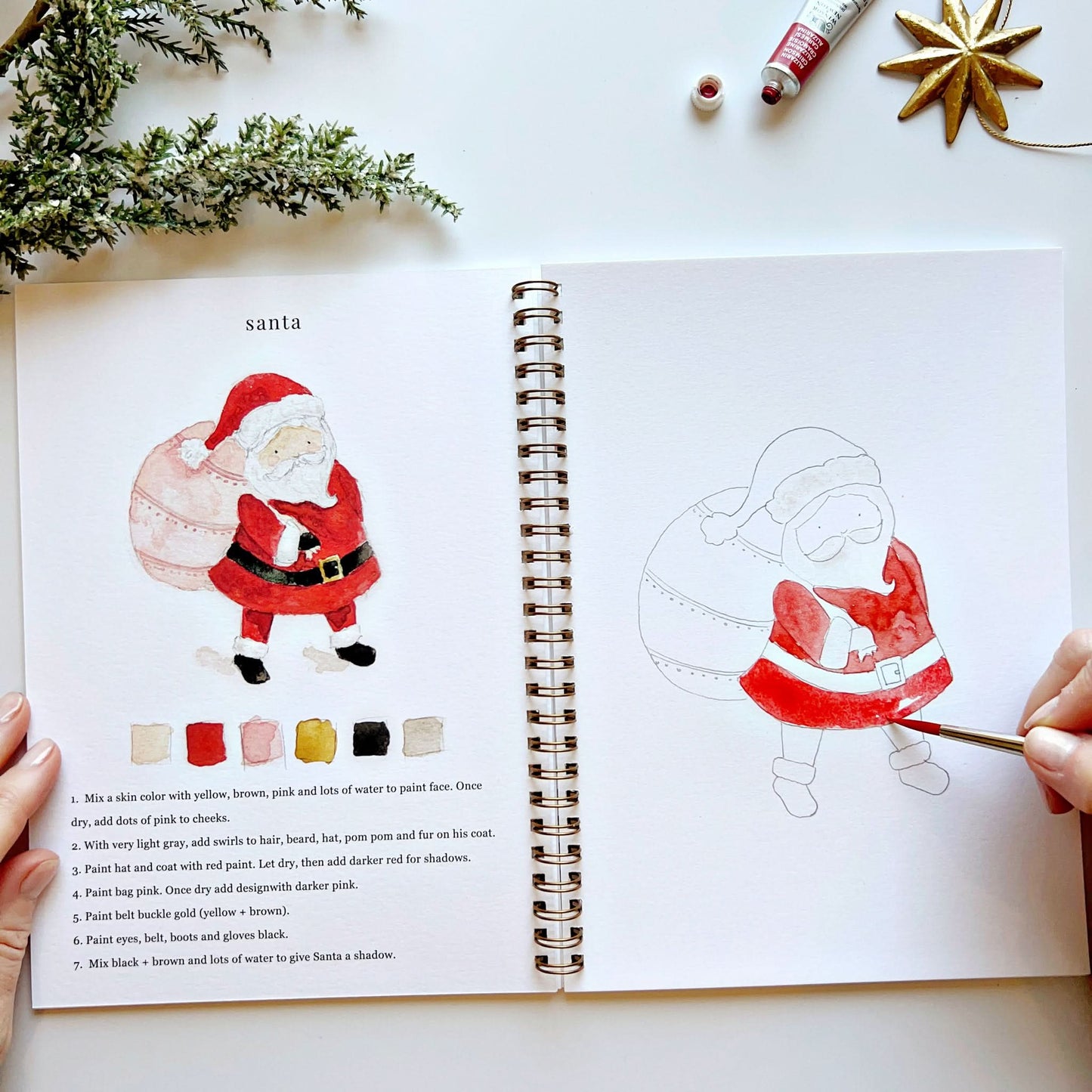 christmas watercolor workbook - emily lex studio - watercolor workbook