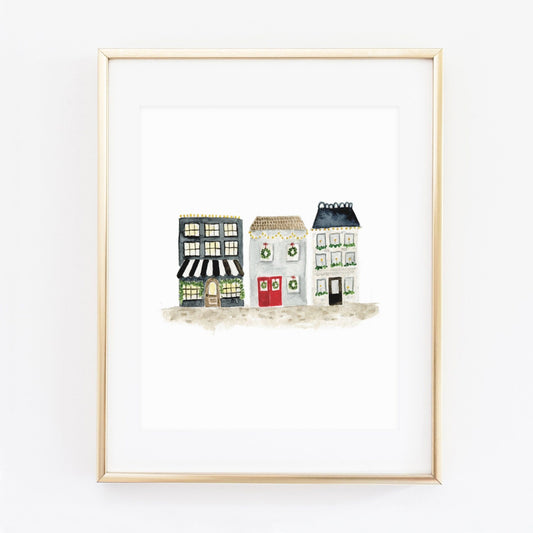 christmas village art print - emily lex studio