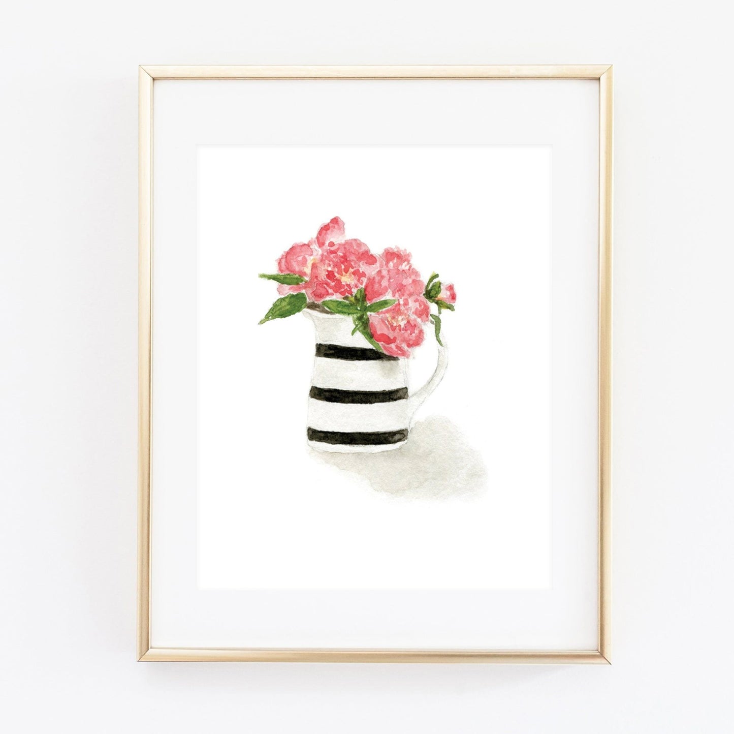 stripe peonies art print - emily lex studio