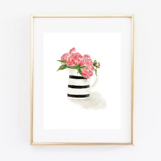 stripe peonies art print - emily lex studio