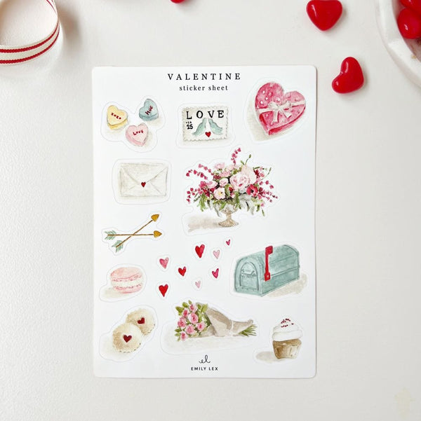 Valentine Stickers with Hot Stamping, 8-Sheet